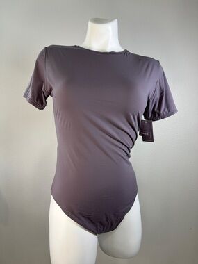 Auden Short Sleeve Fitted Mauve Gray Bodysuit XL